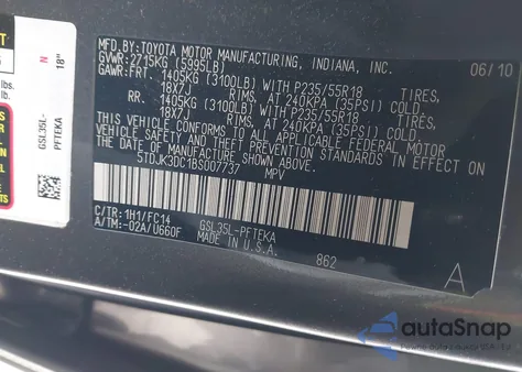 2011 Toyota Sienna Le из США, поврежденный, VIN 5TDJK3DC1BS007737